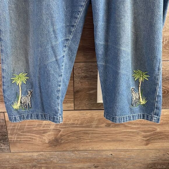 KT SPORT by KENNETHTOO Denim Elastic Waist Ladies Capri Palm Jeans Petite Large - Picture 4 of 10